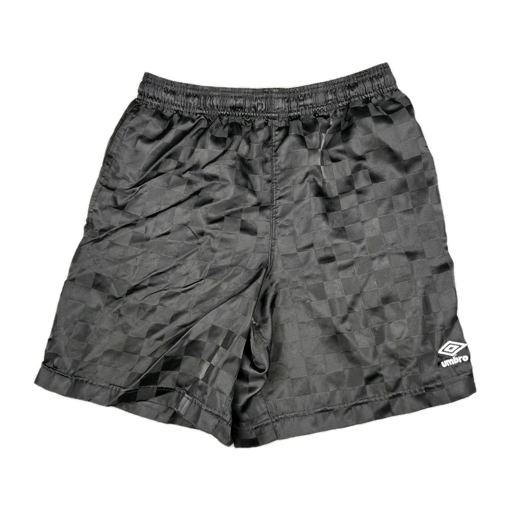 Vintage Y2K Style Umbro Shorts Soccer Black Checkered Youth XL Football Retro